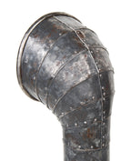 hard to find original and intact early 20th century antique american industrial riveted joint brushed steel steam ship air vent or funnel with old red paint interior