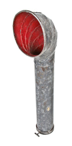 hard to find original and intact early 20th century antique american industrial riveted joint brushed steel steam ship air vent or funnel with old red paint interior