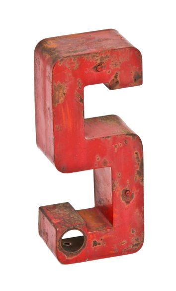 original c. 1940's red enameled exterior chicago bowling alley heavy gauge pressed and folded steel letter sign