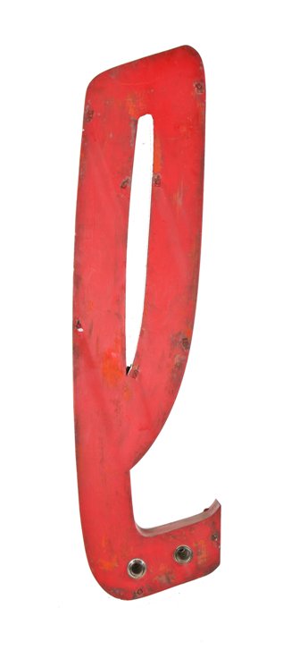 unusual c. 1940's vintage american industrial folded and pressed steel red enameled exterior neon letter sign