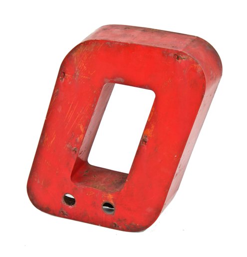 original c. 1940's weathered and worn pressed and folded heavy gauge red enameled neon letter sign