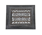 original late 19th century american victorian era black enameled ornamental cast iron louvered floor grate with matching surround
