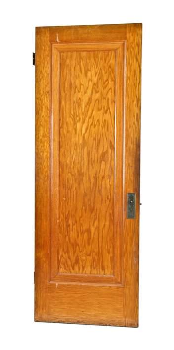 all original late 1920's chicago style bungalow interior single recessed panel golden oak wood passage door with hardware