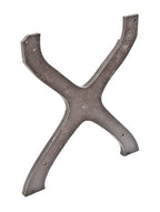 matching set of unique and unusual early 20th century heavy cast iron x-shaped factory workbench or table bases