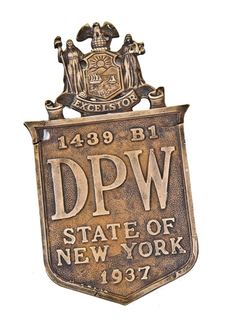 rare c. 1930's american depression era ornamental cast bronze single-sided exterior new york state department of public works bridge plaque