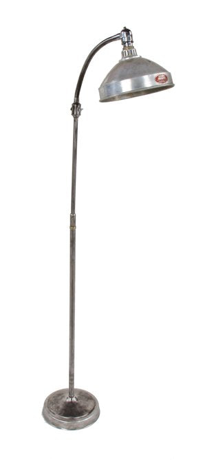 original early 1930's adjustable height vintage medical "zorex" infra-red therapeutic lamp with flexible gooseneck arm