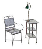 all original c. 1900-05 american industrial oxidized copper bent tubular brass table or desk lamp with green cased glass shade