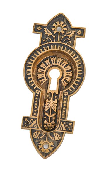 late 19th century antique american ornamental cast bronze interior residential single pocket door plate