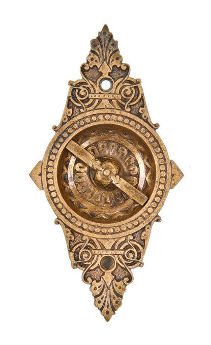 fully functional 1870's ornamental cast bronze interior residential pocket door "cup handle" with rotating lever