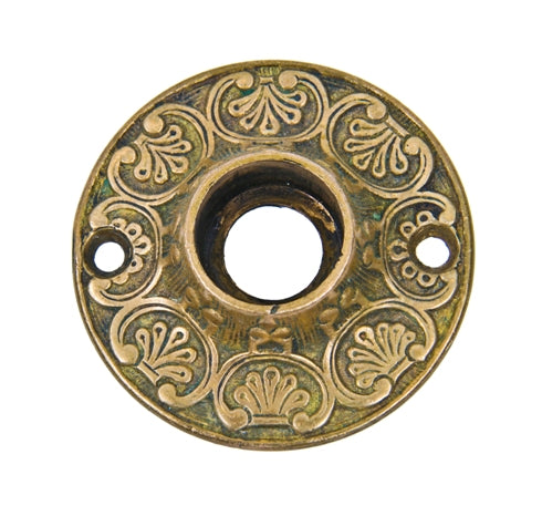 c. 1870's original american victorian era interior residential passage door circular rosette with repeating palmette design motif
