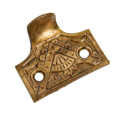 c. 1880's original ornamental cast brass "oriental" pattern interior residential window sash lift or finger pull