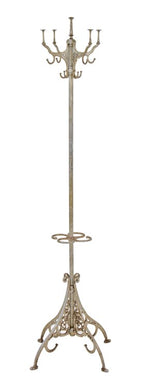 highly ornate late 19th century antique american freestanding cast iron barbershop coat rack with combination umbrella stand