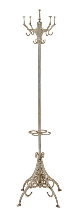 highly ornate late 19th century antique american freestanding cast iron barbershop coat rack with combination umbrella stand