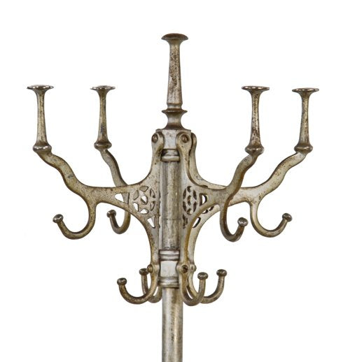 highly ornate late 19th century antique american freestanding cast iron barbershop coat rack with combination umbrella stand