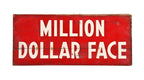 authentic c. 1950's roadside americana burma-shave "million dollar face" brightly colored painted wood roadside advertising sign