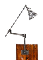 completely refinished intact early 20th century antique american industrial o.c. white wall or desk mount steel and iron articulating machinist lamp with swinging bracket