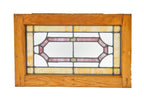 c. 1930's american interior residential leaded art glass chicago bungalow residence transom window with original wood sash frame