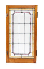 early 1930's american craftsman style chicago bungalow leaded art glass casement window with gold leaf sandwich glass accent