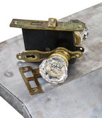 original c. 1930's chicago bungalow interior passage door hardware complete with pressed glass doorknobs