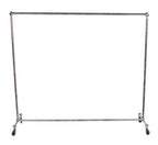 c. 1930's american industrial woolworths store mobile tubular steel garment rack with ball finial joints