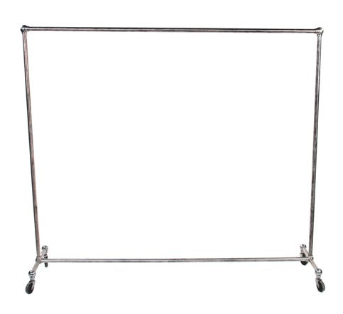 c. 1930's american industrial woolworths store mobile tubular steel garment rack with ball finial joints