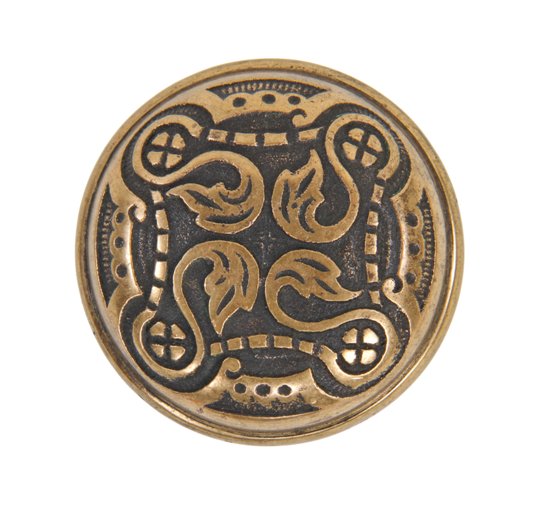 original 19th century american passage size fanciful cast brass antique victorian era doorknob with black enameled inlay
