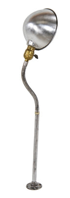 rewired c. 1930's american industrial adjustable gooseneck arm factory machine task lamp with parabola-shaped reflector