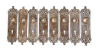 large lot of matching american 19th century interior monadnock building closet or utility door cast iron doorknob backplates