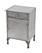 early 20th century american vintage medical "state lunatic asylum" brushed metal steel side table or cabinet with cabriole style legs