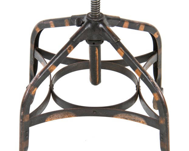 rare and original c. 1902-10 american industrial "uhl art steel" revolving office chair or stool with original oxidized copper finish largely intact