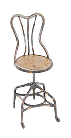 rare and original c. 1902-10 american industrial "uhl art steel" revolving office chair or stool with original oxidized copper finish largely intact