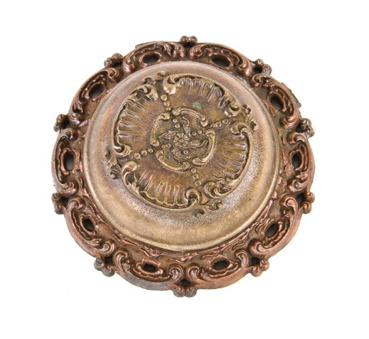 all original early 20th century antique american residential front door mechanical doorbell with ornamental bronze "gong"