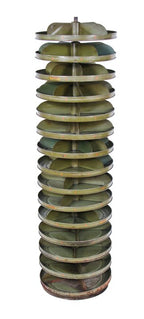 unusual c. 1940's vintage american industrial army green enameled freestanding factory "rotabin" with fifteen revolving tiers