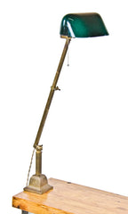 original early 20th century antique american model "8734 t w" telescoping cased glass emeralite shade desk or table lamp
