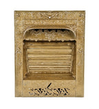largely intact antique american interior residential ornamental cast iron dawson brothers fireplace gas insert with metallic gold finish