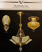 depression era art moderne style pressed ornamental glass "berkeley series" replacement slip shade with iridescent finish