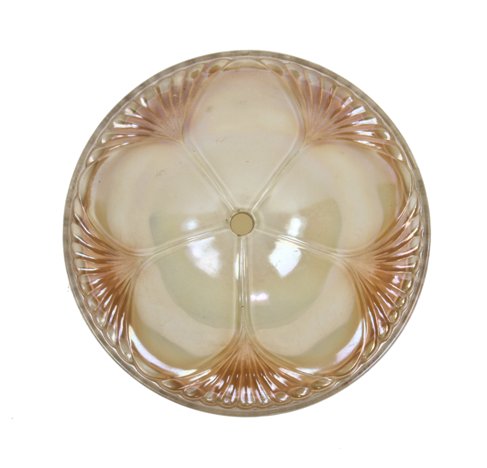c. 1930's american art deco "batwing" slip shade ceiling fixture pressed glass bowl with uniform iridescent finish
