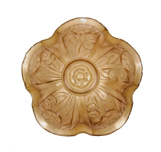 c. 1930's american art deco crimped edge lincoln slip shade ceiling fixture replacement amber colored drop shade