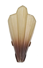 rare and highly sought after c. 1930's american art deco v-shaped "brown-tipped" two tone baked enameled slip shade
