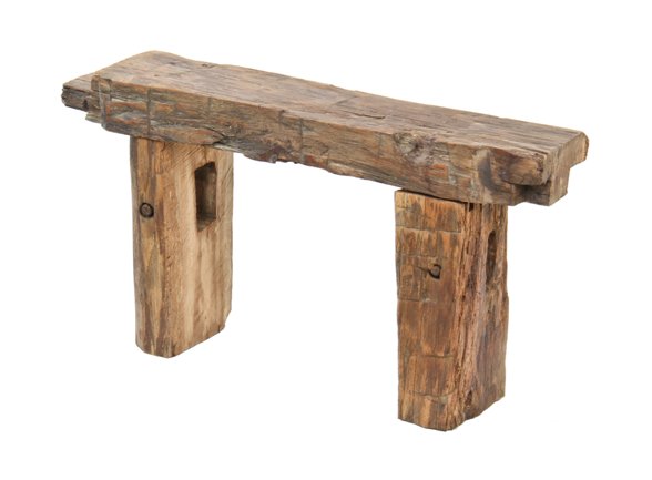 nicely weathered and worn primitive american freestanding indoor or outdoor freestanding double-legged bench