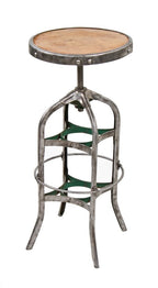 very rare early 20th century antique american industrial refinished uhl art steel model "no. 621" double-spider factory machine shop stool with intact heel ring
