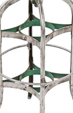 very rare early 20th century antique american industrial refinished uhl art steel model "no. 621" double-spider factory machine shop stool with intact heel ring
