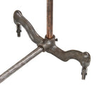 c. 1920's vintage american industrial freestanding woolworths store heavy gauge tubular steel pipe garment rack with swivel casters