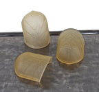 set of three hard to find c. 1930's pressed ornamental amber glass "porcelier"  flush mount fixture replacement shades