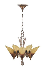 one of three highly desirable c. 1930's american art deco style "soleure" pattern interior residential wall sconce with original bronze-plated shade fitter