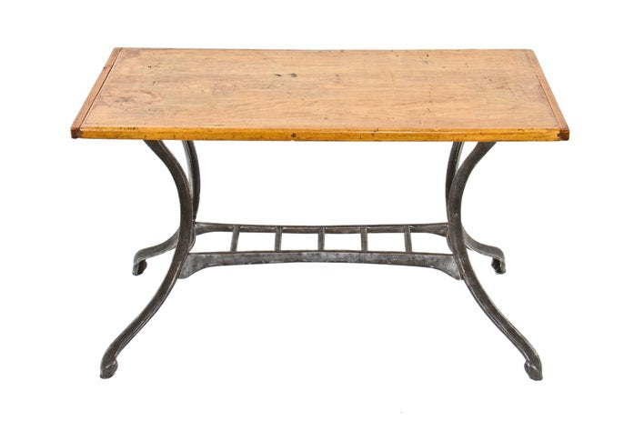 rare early 20th century vintage american industrial "sani-metal" stationary table with highly curvaceous legs