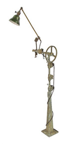 unusual vintage industrial "steampunk" repurposed freestanding lamp stand comprised of patinated "found" objects