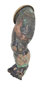 intact mid-20th century vintage american industrial hallow copper baby doll appendage "production" mold with surface residue