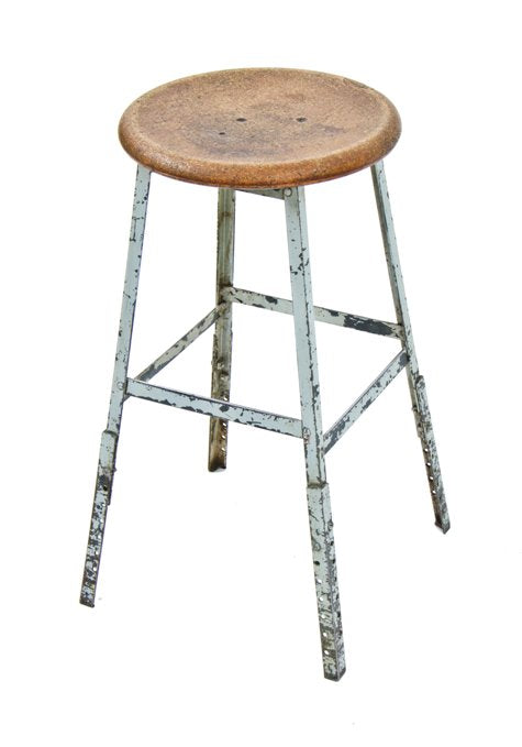 adjustable height steam gauge factory pollard angled steel stool with multiple riveted joint stretchers