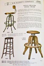 fully refinished c. 1930's vintage american industrial adjustable height toledo stool with spacious saddle seat and strong supportive original backrest